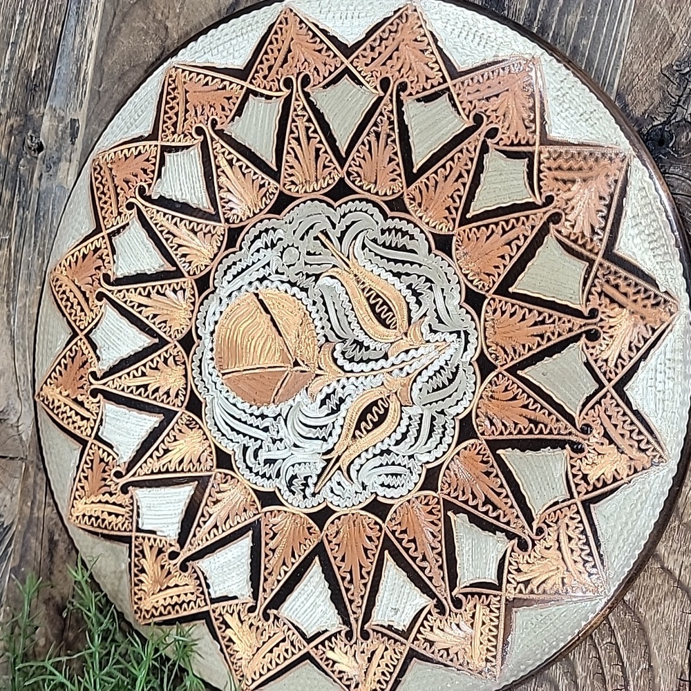 Vintage Turkish Etched Copper Plate Set